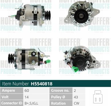 Hoffer H5540818 - Alternator furqanavto.az