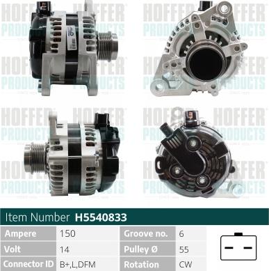 Hoffer H5540833 - Alternator furqanavto.az