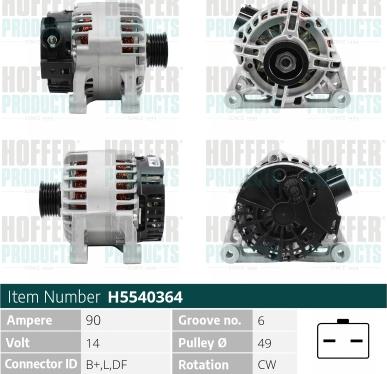 Hoffer H5540364 - Alternator furqanavto.az