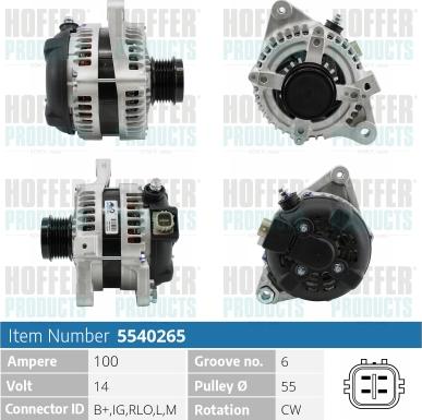 Hoffer H5540265 - Alternator furqanavto.az