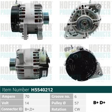 Hoffer H5540212 - Alternator furqanavto.az