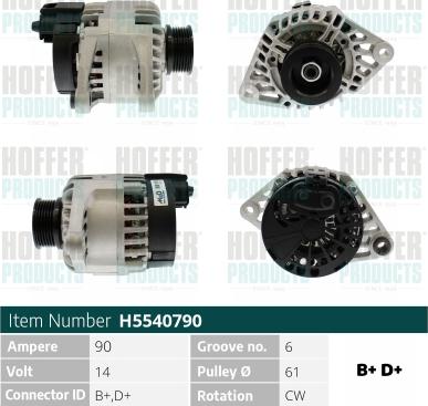 Hoffer H5540790 - Alternator furqanavto.az