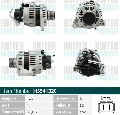 Hoffer H5541320G - Alternator furqanavto.az