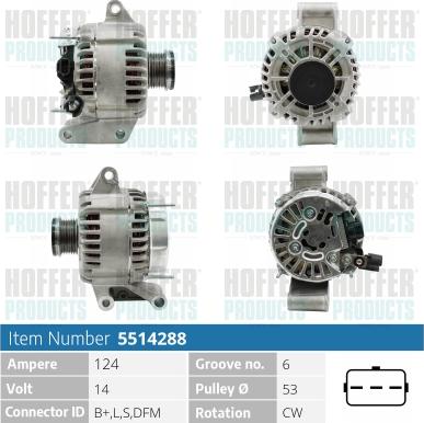 Hoffer H5514288 - Alternator furqanavto.az