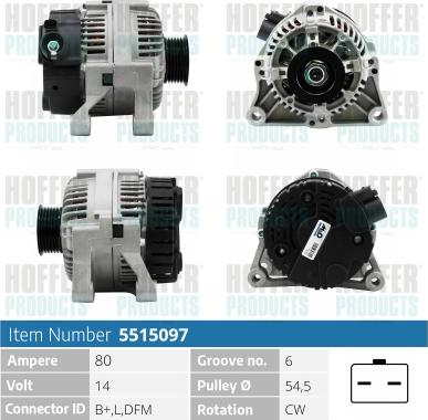 Hoffer H5515097 - Alternator furqanavto.az