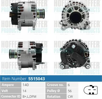 Hoffer H5515043 - Alternator furqanavto.az