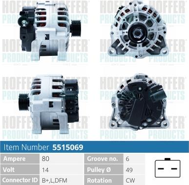 Hoffer H5515069 - Alternator furqanavto.az