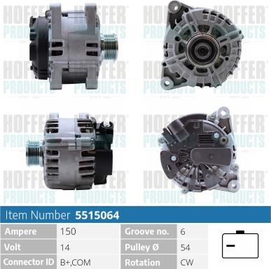 Hoffer H5515064P - Alternator furqanavto.az