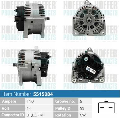 Hoffer H5515084 - Alternator furqanavto.az