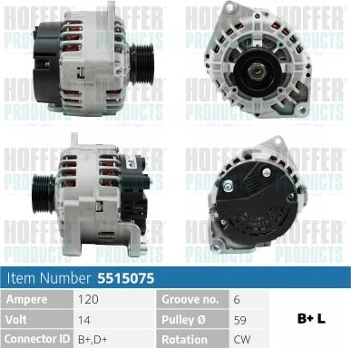 Hoffer H5515075 - Alternator furqanavto.az