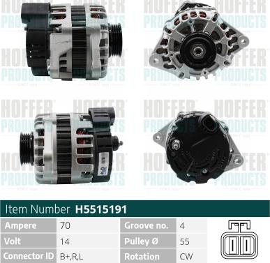 Hoffer H5515191 - Alternator furqanavto.az