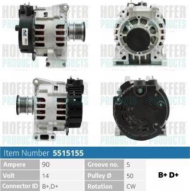 Hoffer H5515155 - Alternator furqanavto.az