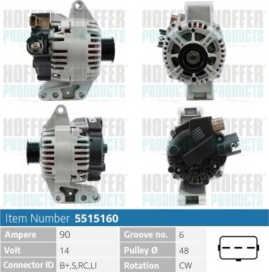 Hoffer H5515160 - Alternator furqanavto.az