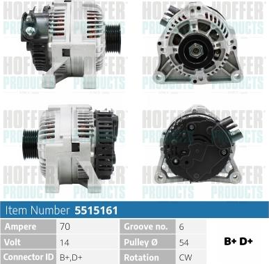 Hoffer H5515161 - Alternator furqanavto.az