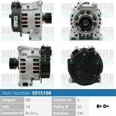 Hoffer H5515108 - Alternator furqanavto.az