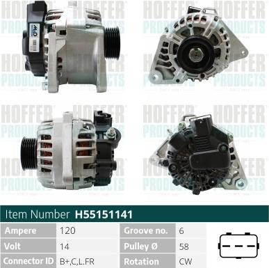 Hoffer H55151141 - Alternator furqanavto.az