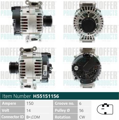 Hoffer H55151156 - Alternator furqanavto.az