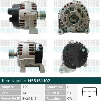 Hoffer H55151107 - Alternator furqanavto.az