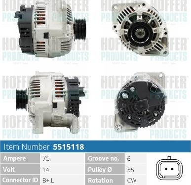 Hoffer H5515118 - Alternator furqanavto.az