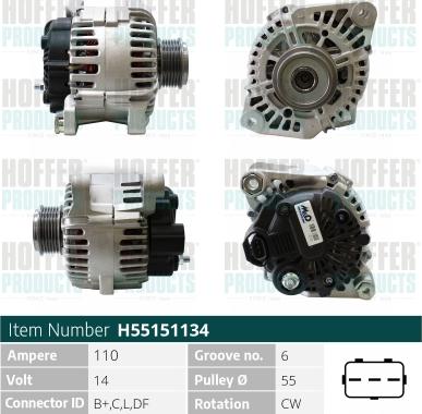 Hoffer H55151134 - Alternator furqanavto.az