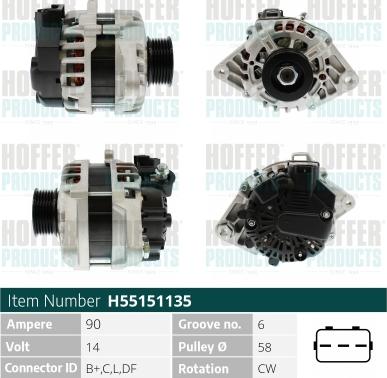 Hoffer H55151135 - Alternator furqanavto.az