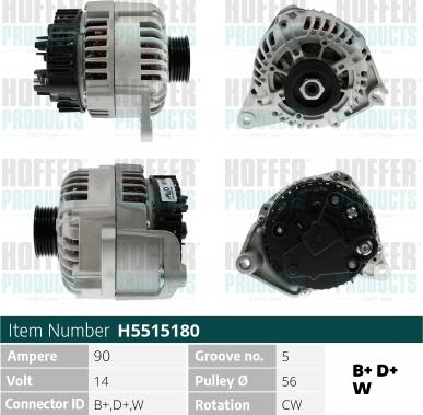 Hoffer H5515180 - Alternator furqanavto.az