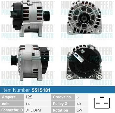 Hoffer H5515181 - Alternator furqanavto.az