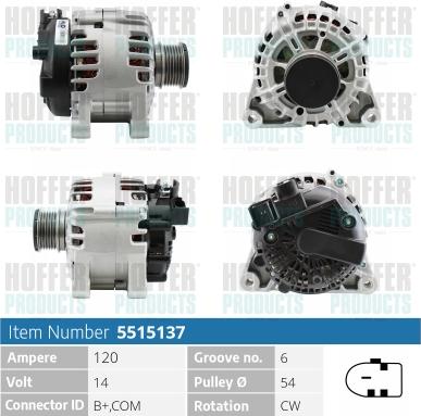 Hoffer H5515137 - Alternator furqanavto.az