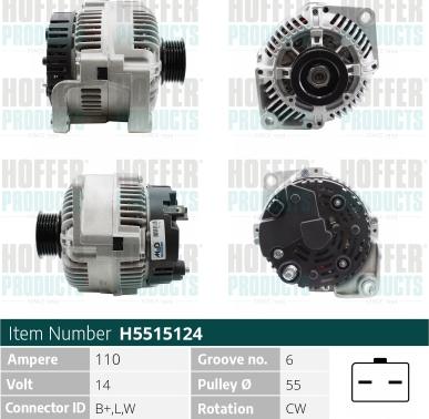 Hoffer H5515124 - Alternator furqanavto.az