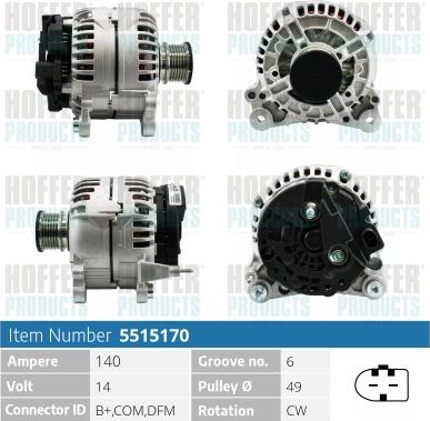 Hoffer H5515170 - Alternator furqanavto.az