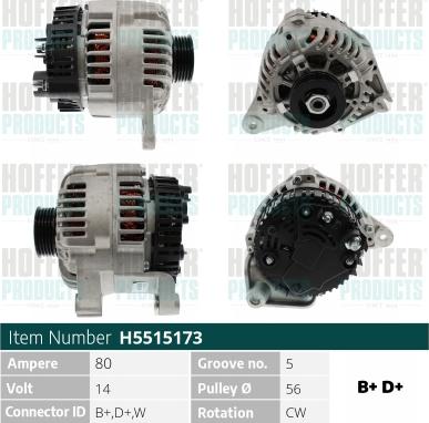 Hoffer H5515173 - Alternator furqanavto.az