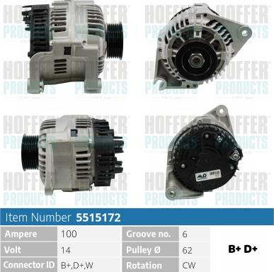 Hoffer H5515172 - Alternator furqanavto.az