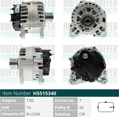 Hoffer H5515340 - Alternator furqanavto.az