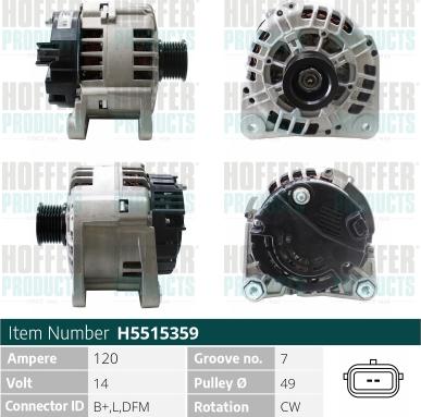 Hoffer H5515359 - Alternator furqanavto.az