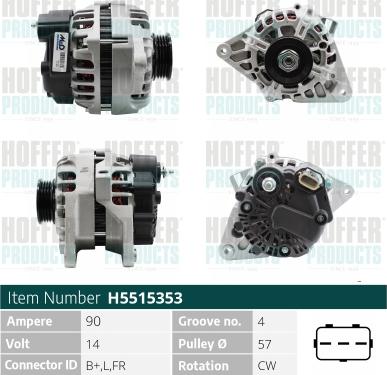 Hoffer H5515353 - Alternator furqanavto.az