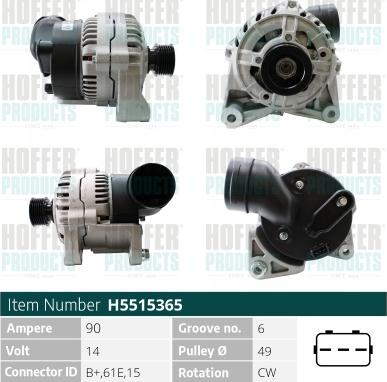 Hoffer H5515365 - Alternator furqanavto.az