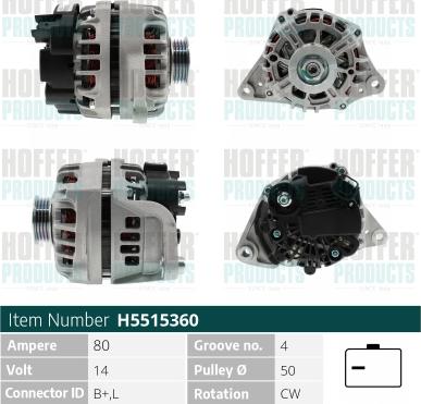 Hoffer H5515360 - Alternator furqanavto.az