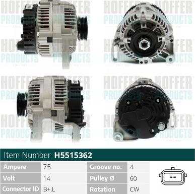 Hoffer H5515362 - Alternator furqanavto.az