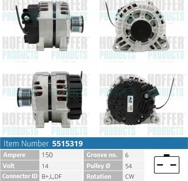 Hoffer H5515319 - Alternator furqanavto.az