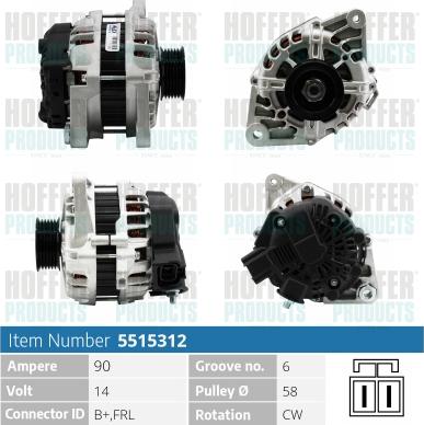 Hoffer H5515312 - Alternator furqanavto.az