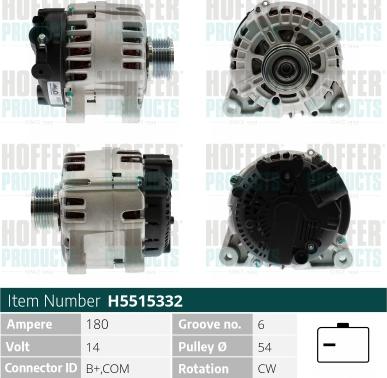 Hoffer H5515332 - Alternator furqanavto.az