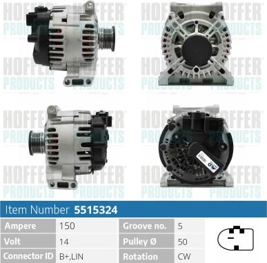 Hoffer H5515324 - Alternator furqanavto.az