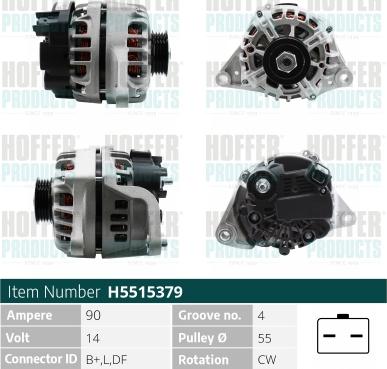 Hoffer H5515379 - Alternator furqanavto.az