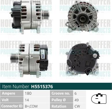 Hoffer H5515376 - Alternator furqanavto.az