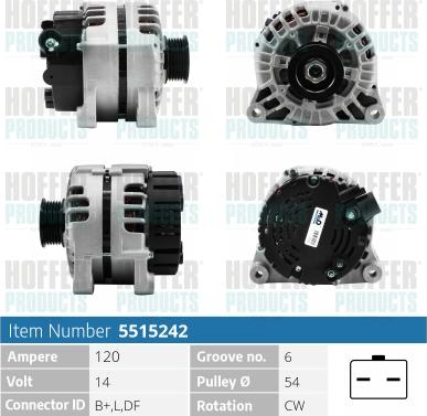 Hoffer H5515242 - Alternator furqanavto.az