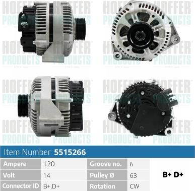 Hoffer H5515266 - Alternator furqanavto.az