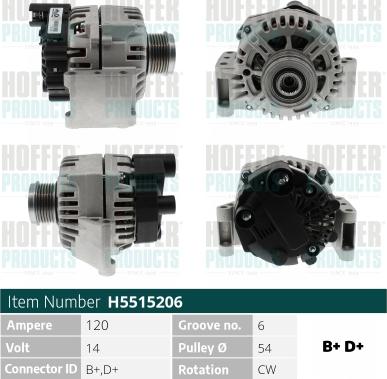 Hoffer H5515206 - Alternator furqanavto.az