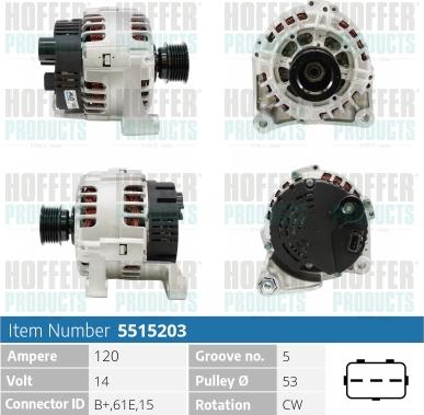 Hoffer H5515203 - Alternator furqanavto.az