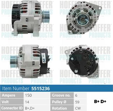 Hoffer H5515236 - Alternator furqanavto.az