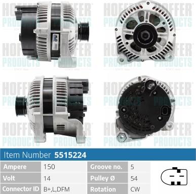 Hoffer H5515224 - Alternator furqanavto.az